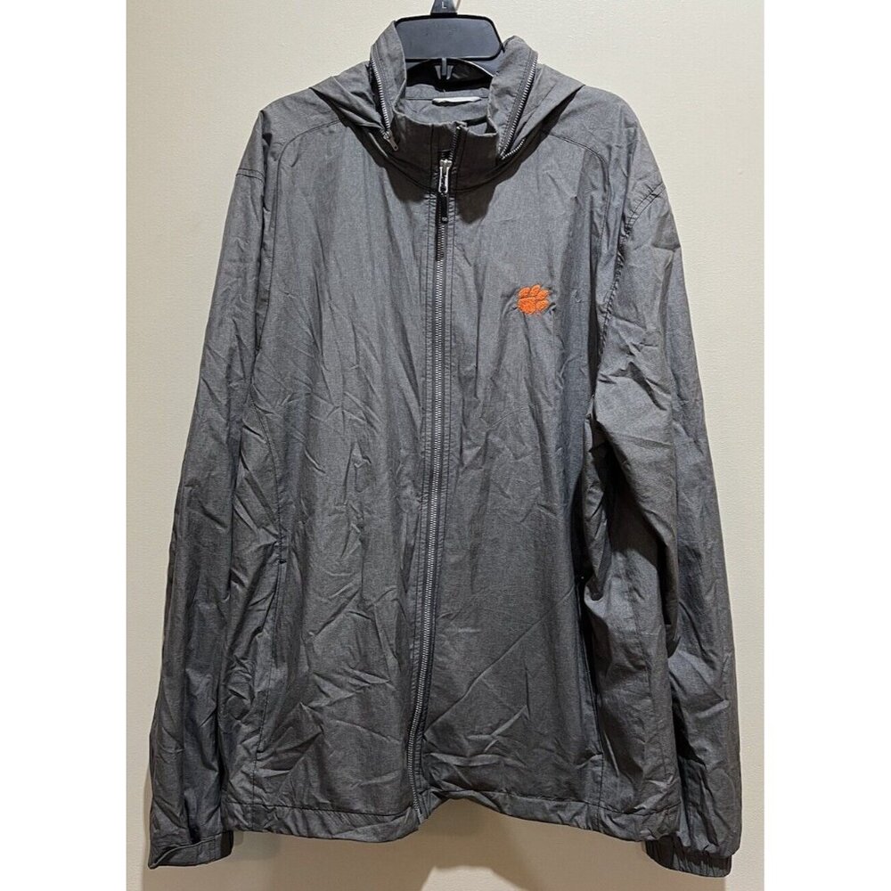 Clemson Tigers Raincoat/Jacket With Hood Mens ~ Gray ~ Large CB WeatherTec